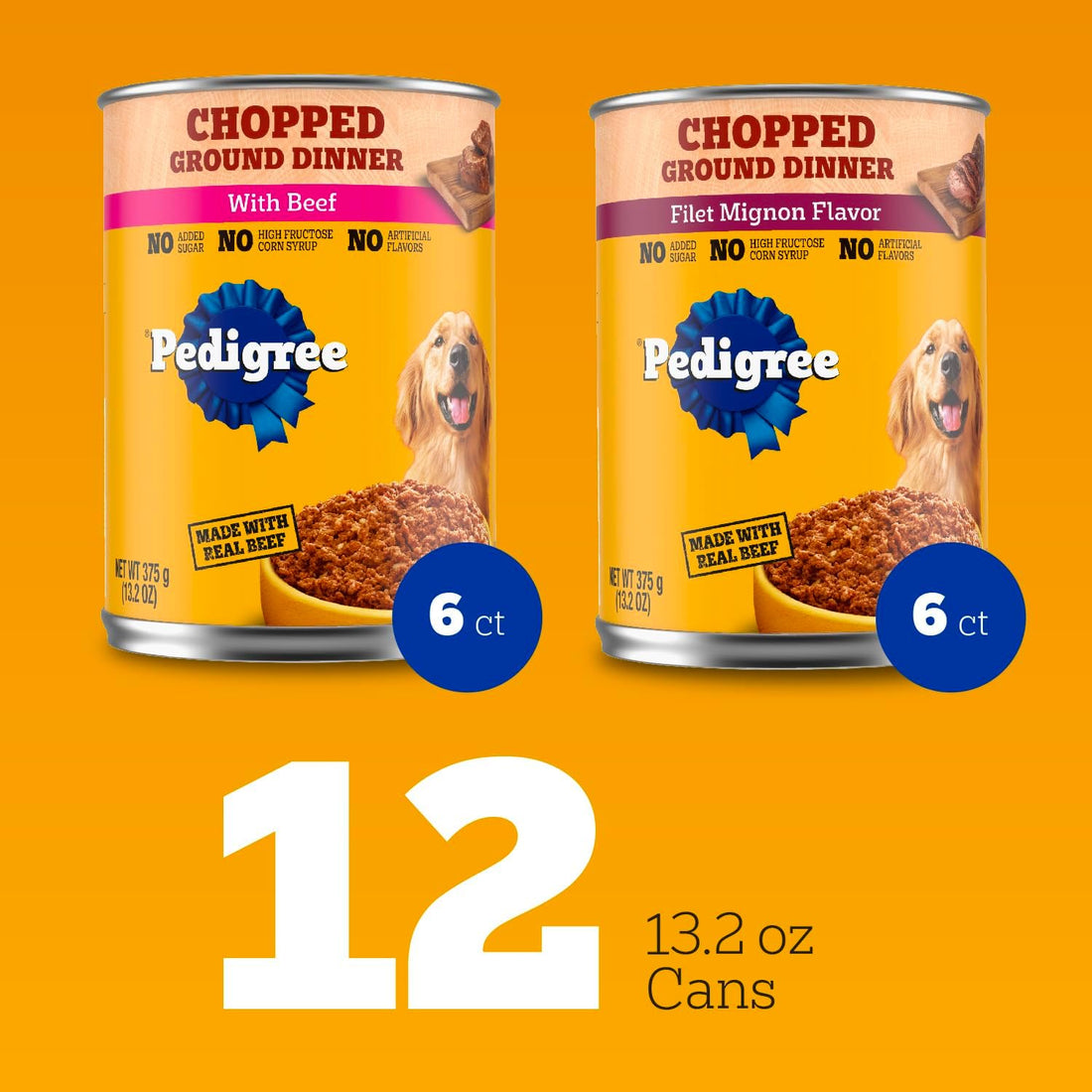 Pedigree Chopped Ground Dinner Wet Dog Food Filet Mignon & Beef