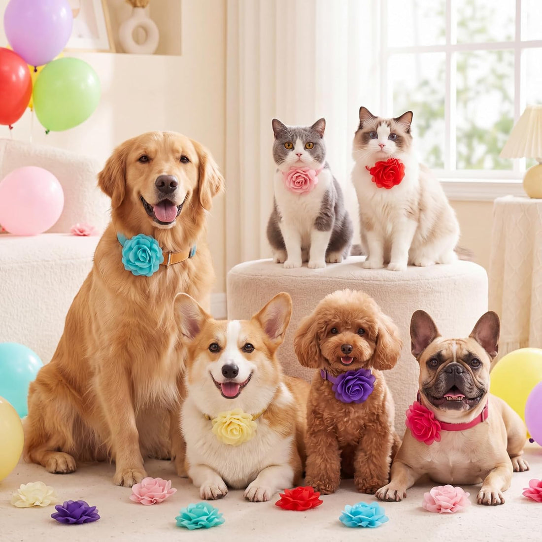 Leinuosen 14 Pcs Dog Collar Flowers for Pet Grooming Accessory