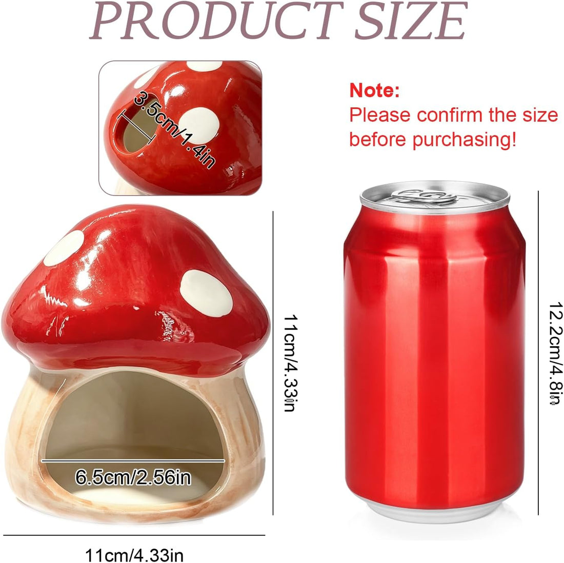 Betta Fish Tank Accessories, 4.33" Ceramic Mushroom Aquarium Decor