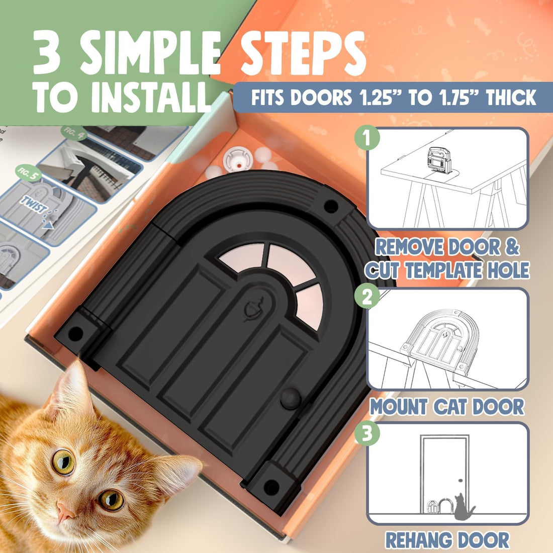 Purrfect Portal Meow Manor® Cat Door Interior Door - No-Flap