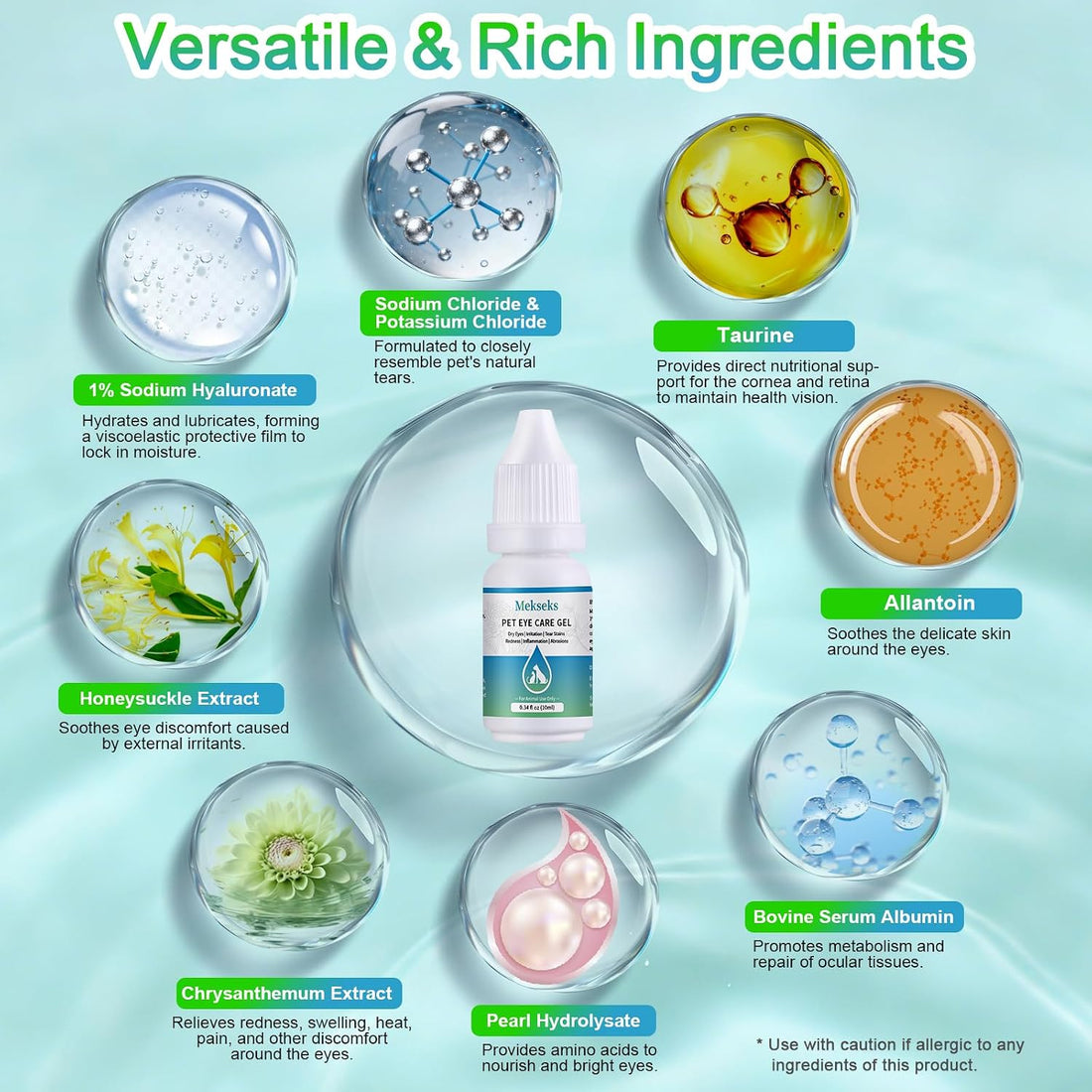 Pet Eye Care Gel Drop for Dogs, Cats, 1% Hyaluronan Eye Drops
