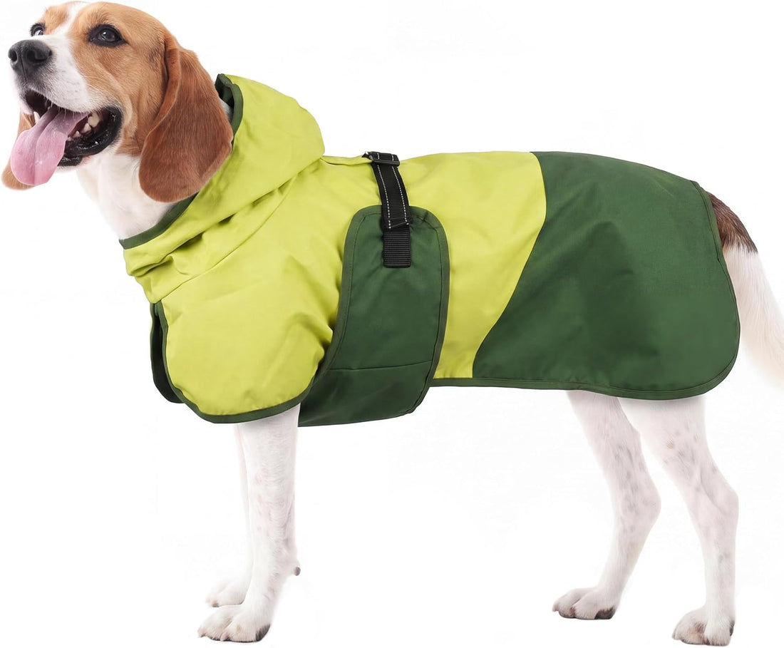 Lelepet Dog Raincoat,Reflective Dog Rain Jacket with Hood,Leash