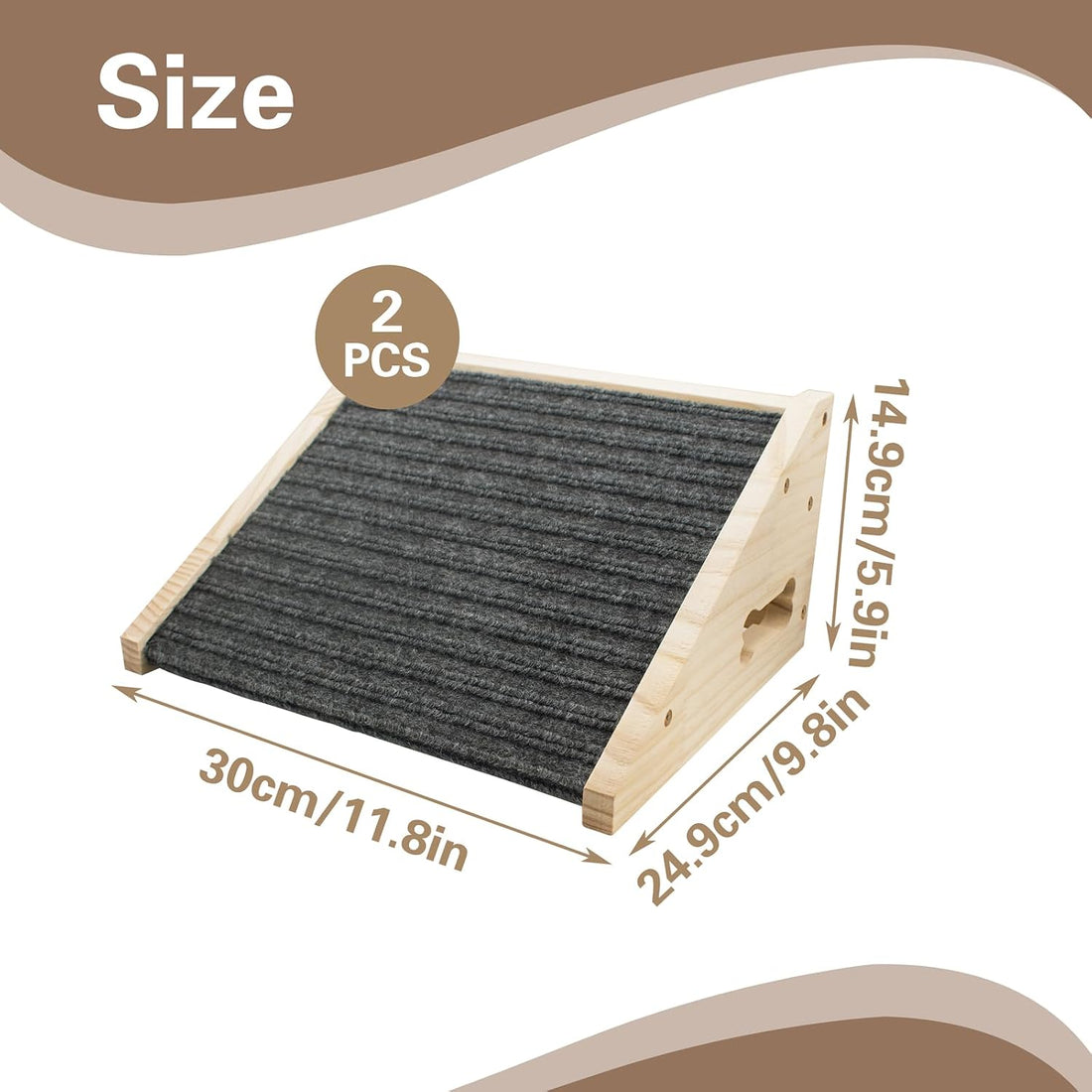 Dog Ramp for Stairs, Wooden Low-Angled Pet Ramps