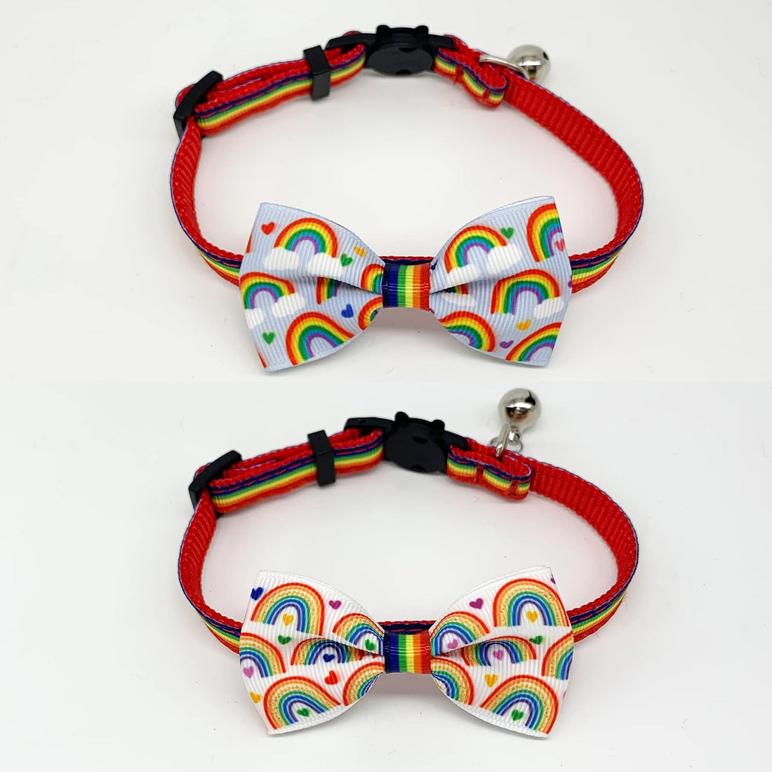 Casidoxi 2 Pcs Rainbow Cat Collar Breakaway with Bell