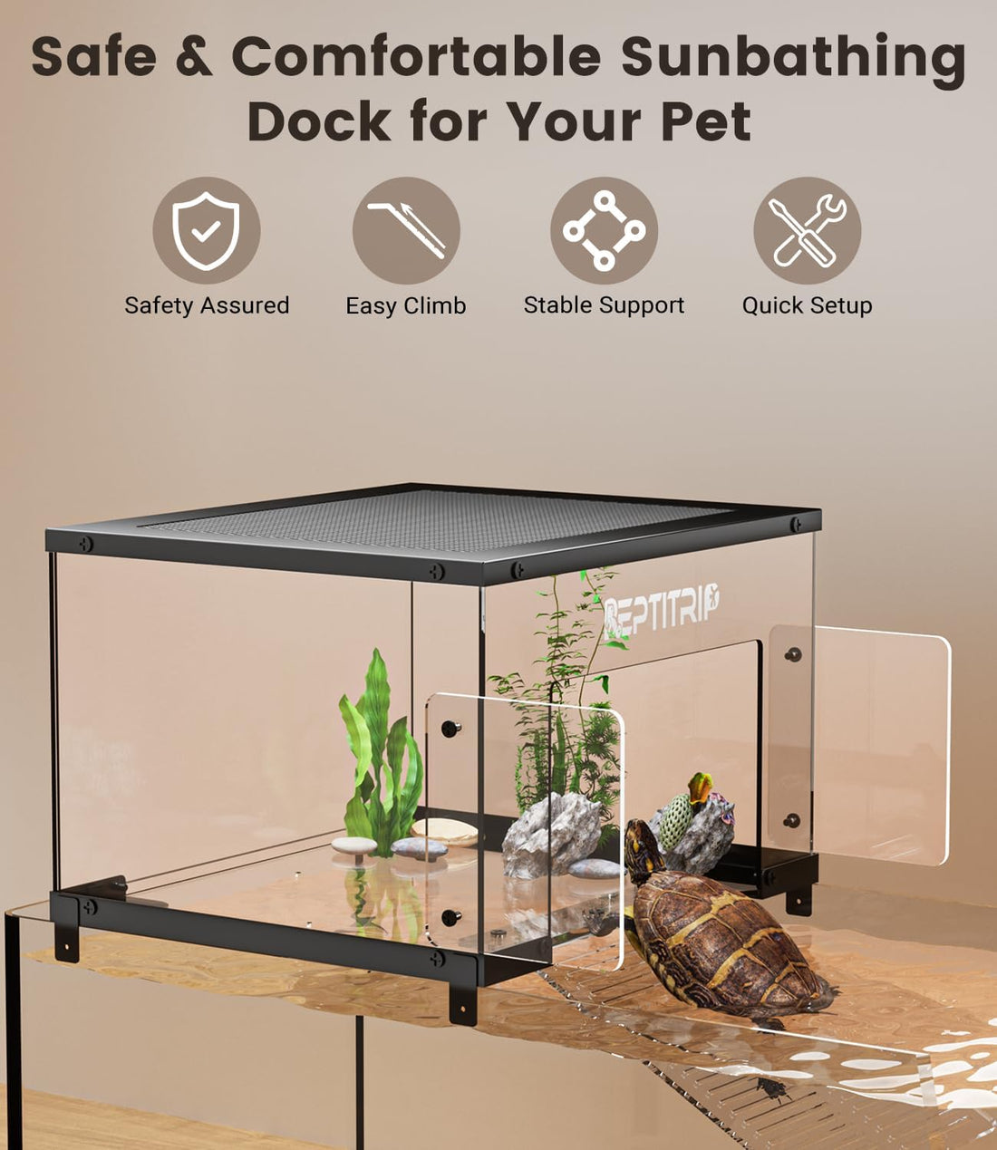 Turtle Basking Platform for 10-13” Wide Aquariums 30/45/55 Gallon