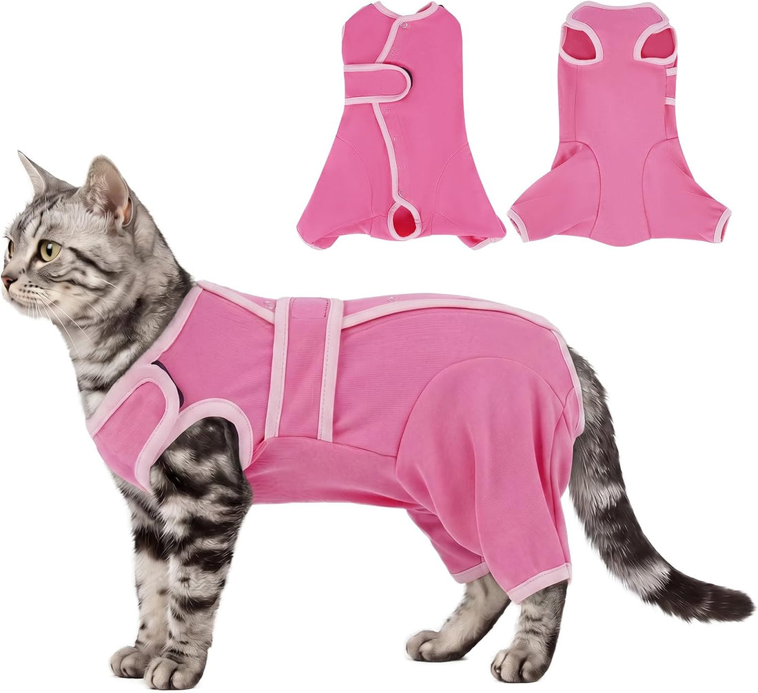 DENTRUN Cat Recovery Suit, Easy On Post-Surgery Onesie with Hind Legs