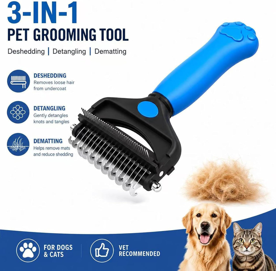 Deshedding Dog Brush，3-in-1 Undercoat Rake for Dogs