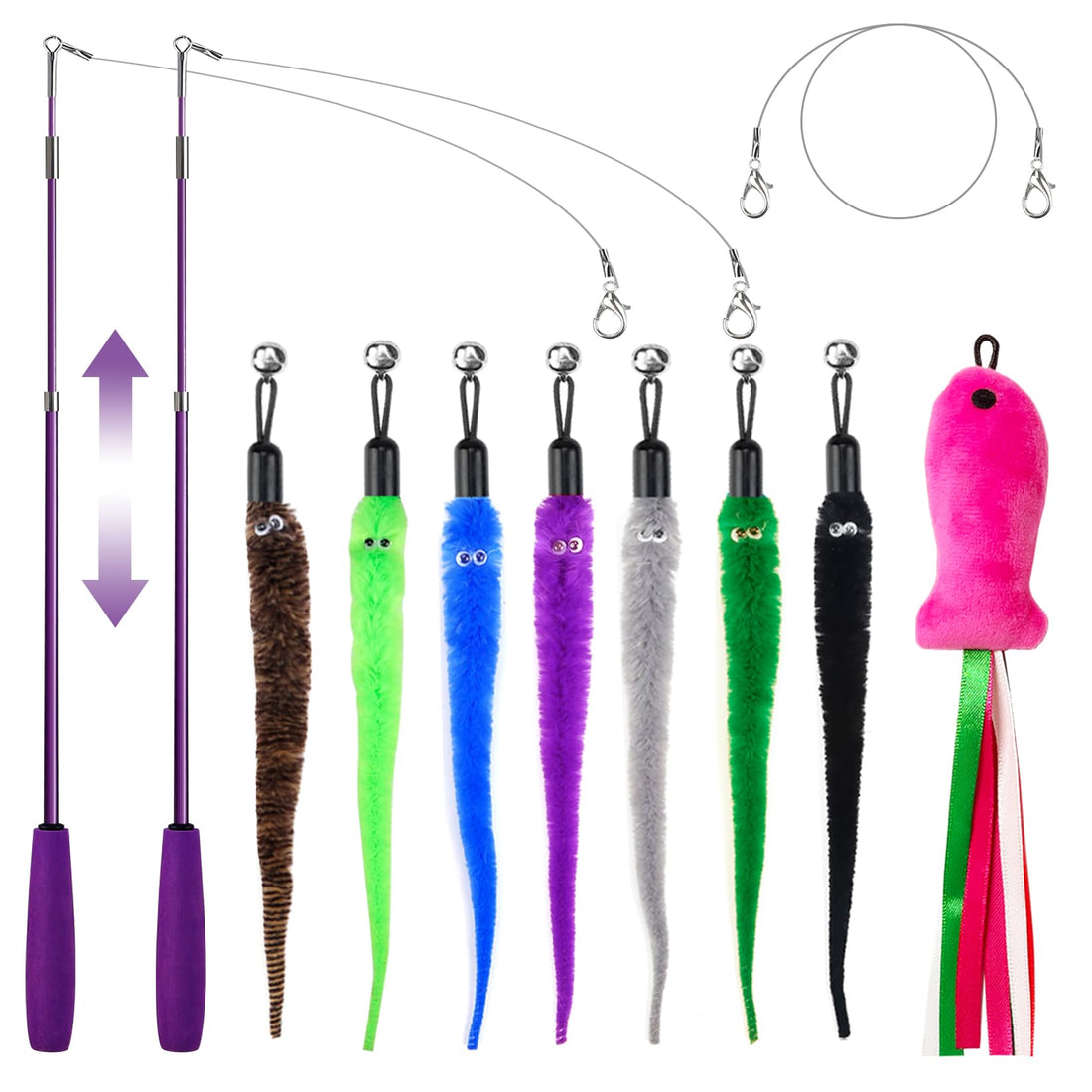 ZeyZoo Cat Toys for Indoor Cats, 11PCS Interactive Cat Toy Wand Pack