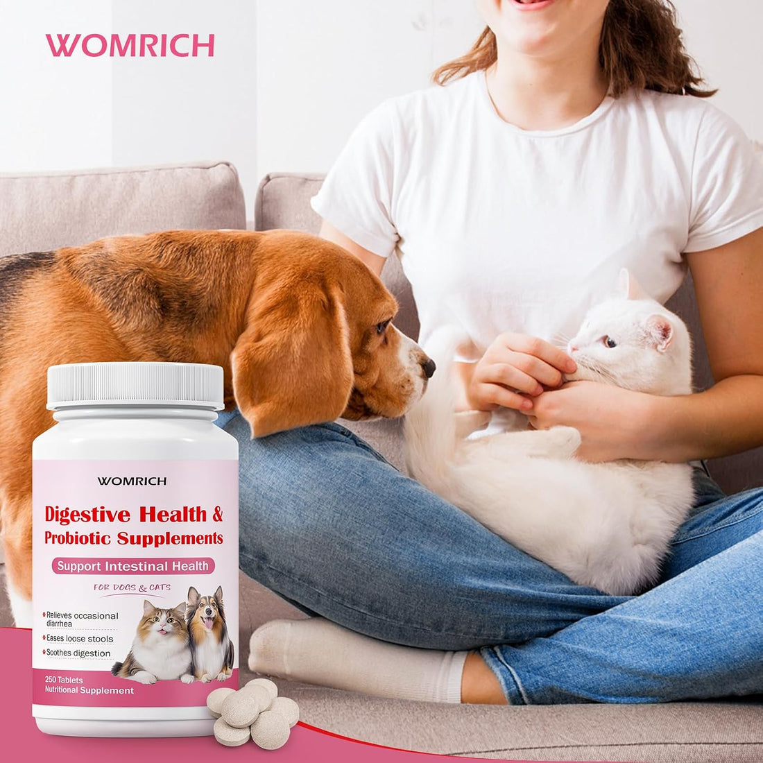 Anti-Diarrheal Support for Dogs & Cats Probiotics 250 Chewable Tablets
