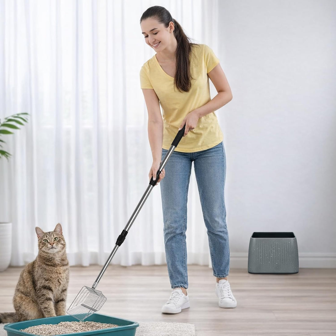 XBX Long Handle Cat Litter Scoop with Holder
