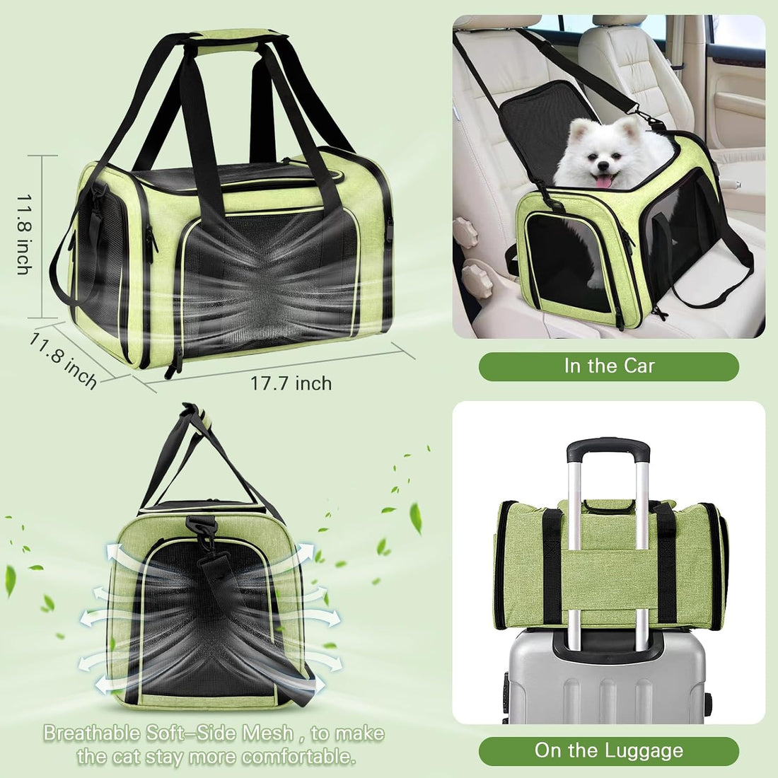 Cat Carrier with Litter Box, Cat Travel Carrier Soft Sided & Foldable