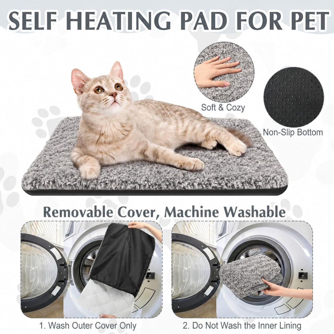 Drydiet 4 Pack Self Warming Cat Pads Self Heating Cat Mat Washable