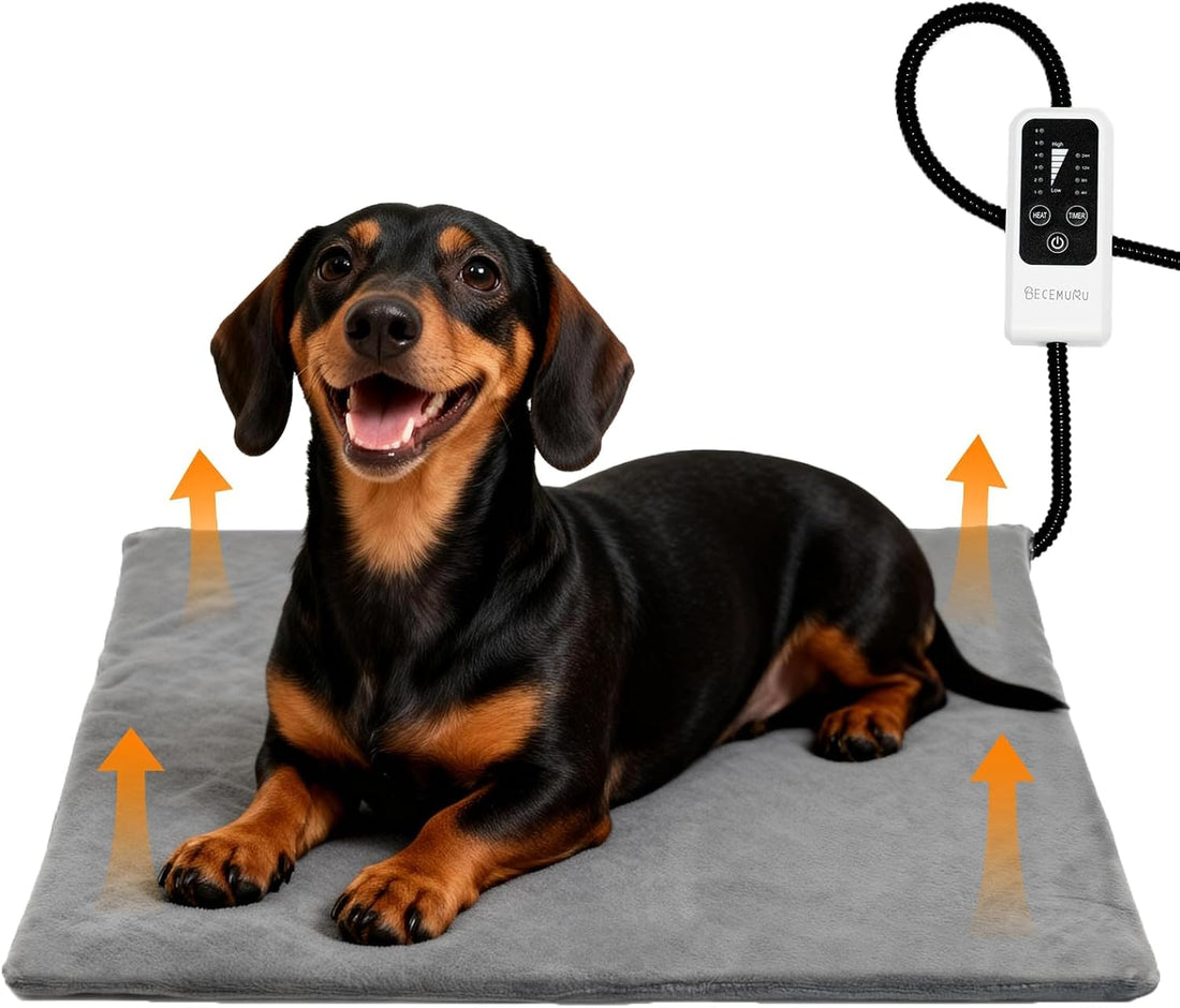 BECEMURU Pet Heating Pad for Large Dogs, Electric Heated Dog Bed, Gray