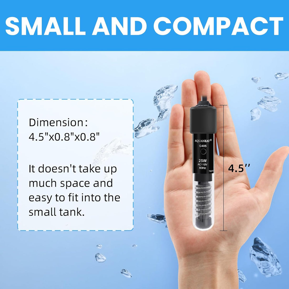 AQUANEAT Aquarium Heater, 25W Small Betta Fish Tank Heater