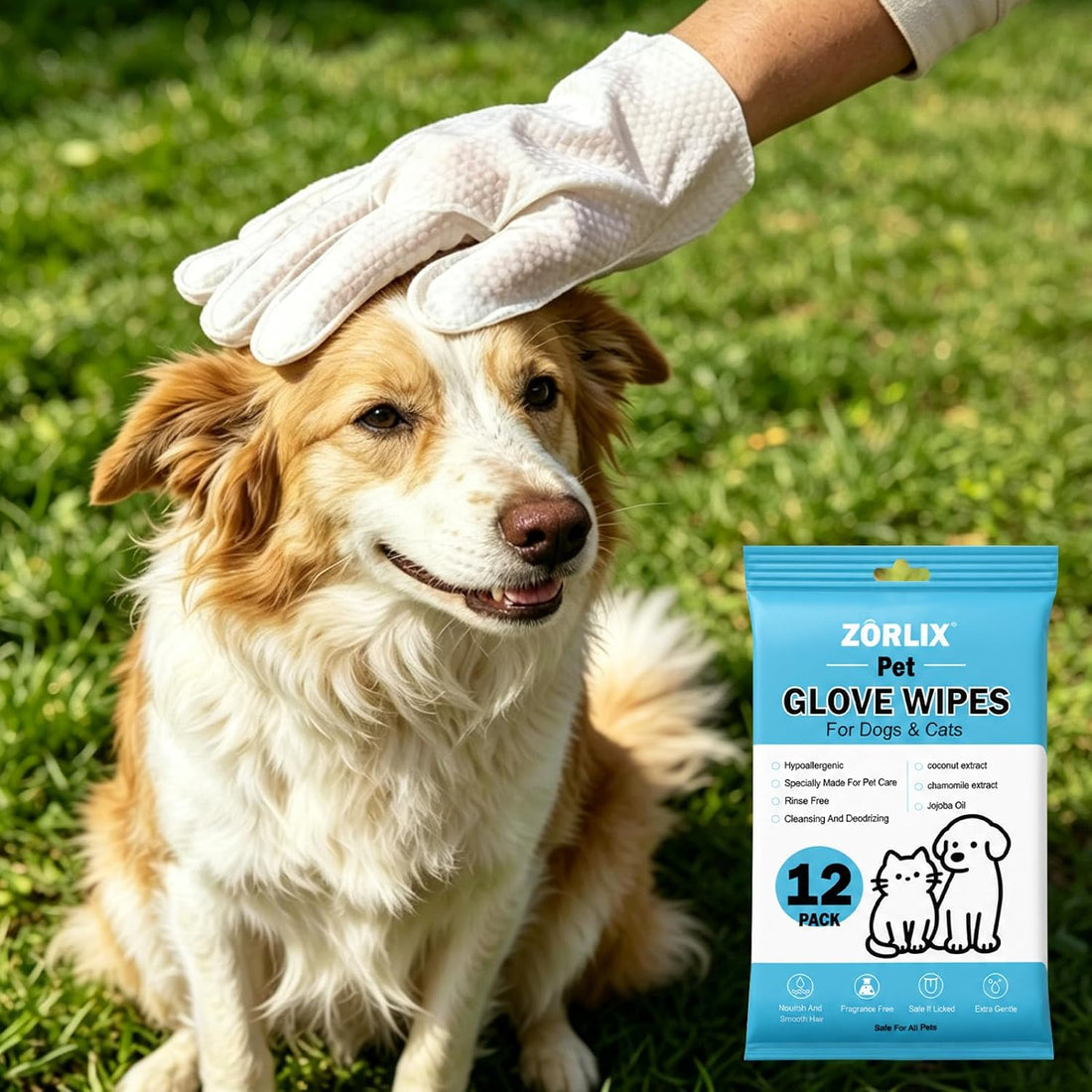 36Pcs Hypoallergenic Pet Glove Wipes for Dogs & Cats