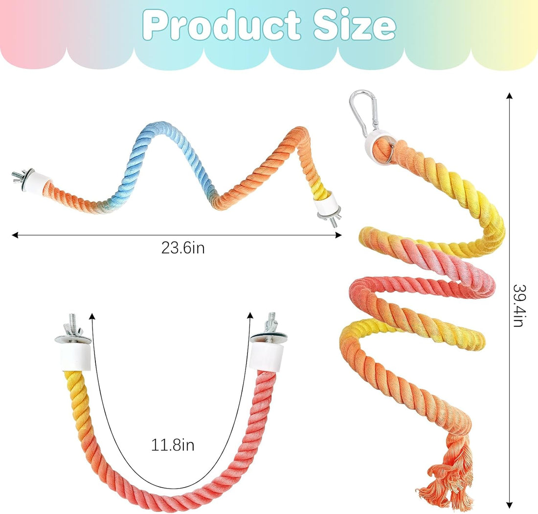BNOSDM Bird Rope Perch 3 PCS Parakeet Climbing Toys Bendable Swing
