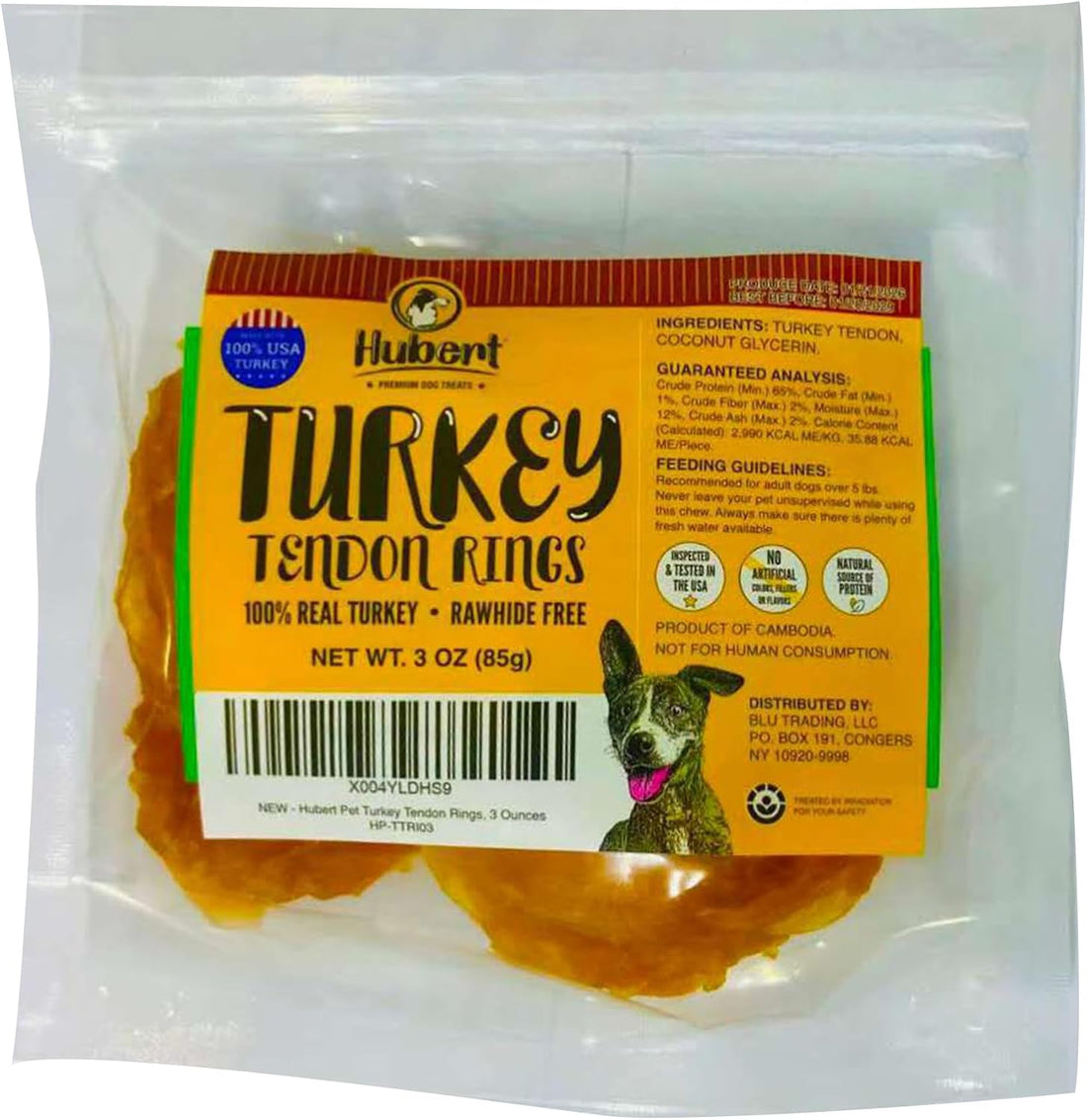Hubert Turkey Tendons for Dogs, Rawhide Free Natural Chew, 4 oz