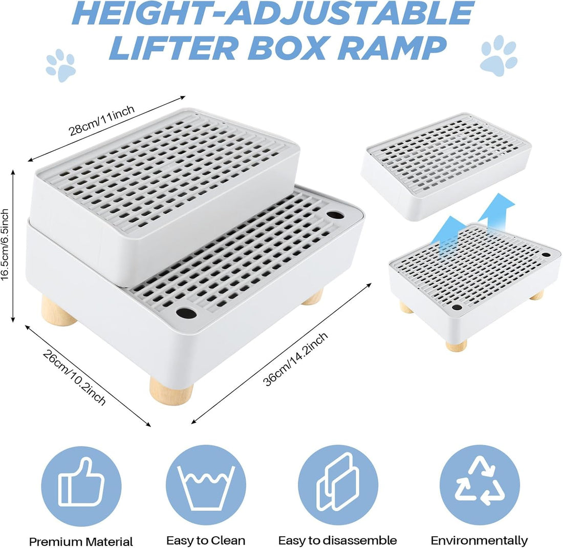 Adjustable 2 Steps Litter Box Ramp
