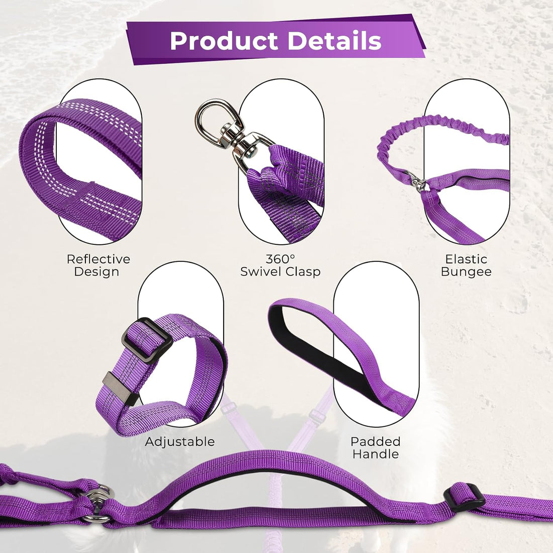 Double Leash for Two Dogs, No Tangle Bungee Dog Leash
