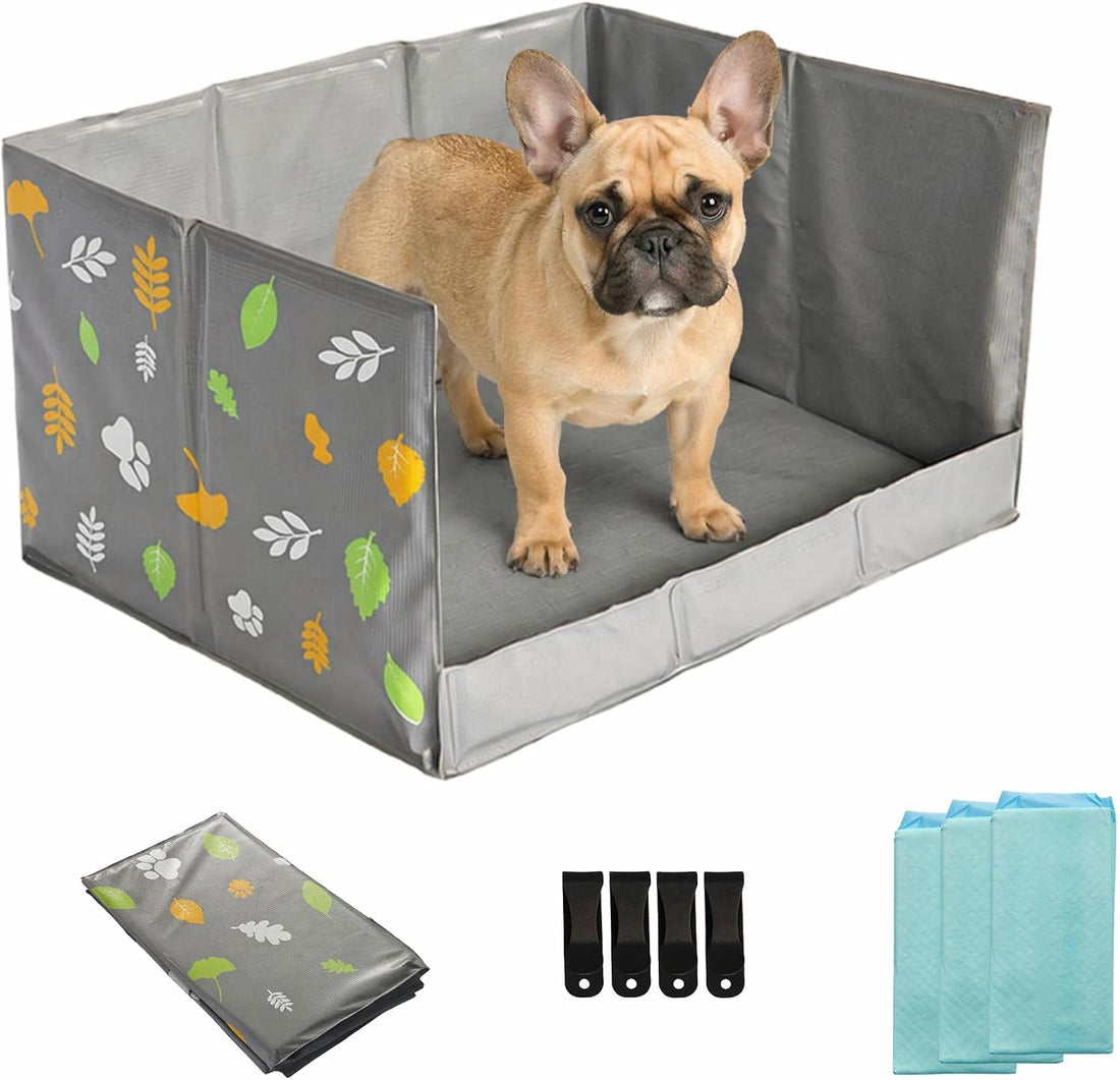 Dog Litter Box, Waterproof Foldable Pee Pad Holder, Dog Potty Tray