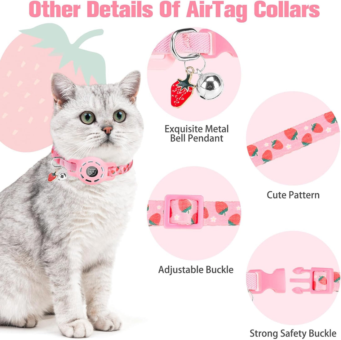 BINGPET AirTag Cat Collar with Bells