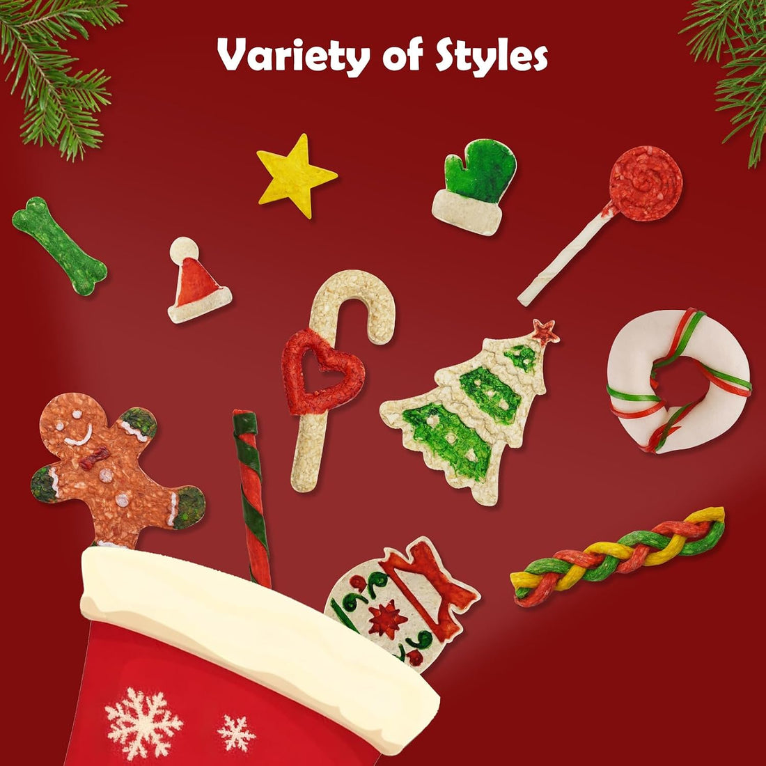 MON2SUN Dog Treats, Christmas Rawhide Stocking, 7.63oz