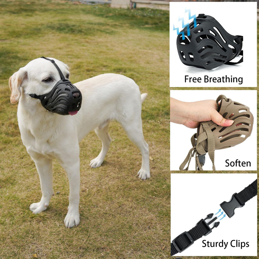 Dog Muzzle for Large Dogs Basket Soft Adjustable Muzzle