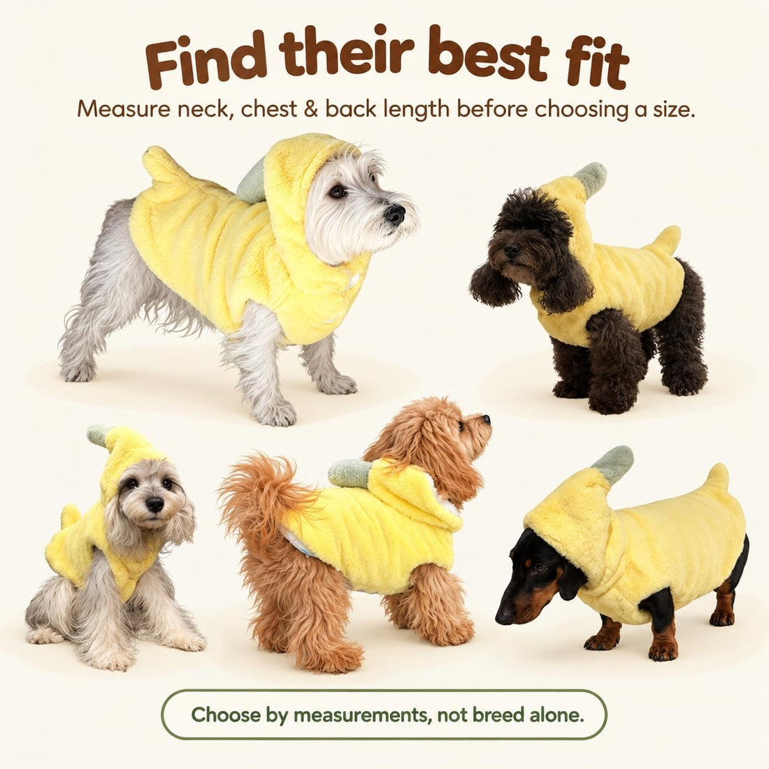 Dog Banana Coat, Jackets Costume for Small Dogs Halloween
