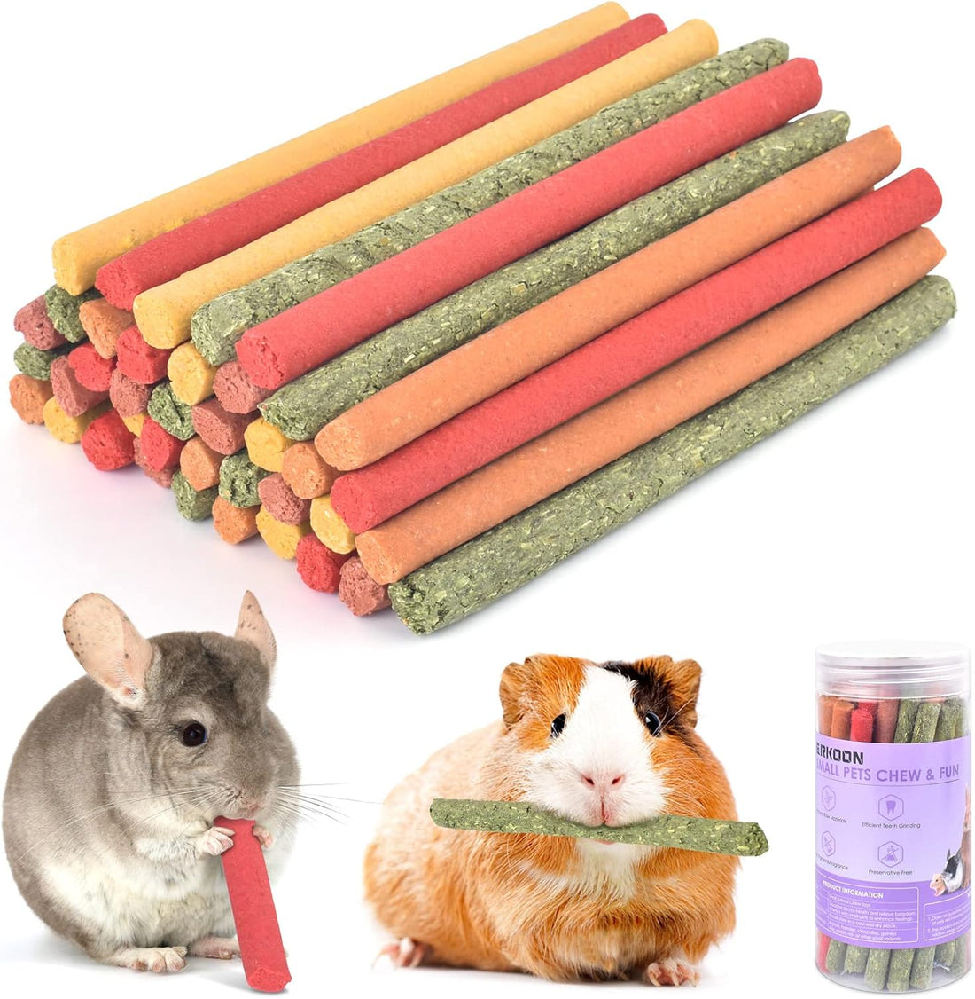 ERKOON 40Pcs Rabbit Timothy Hay Sticks