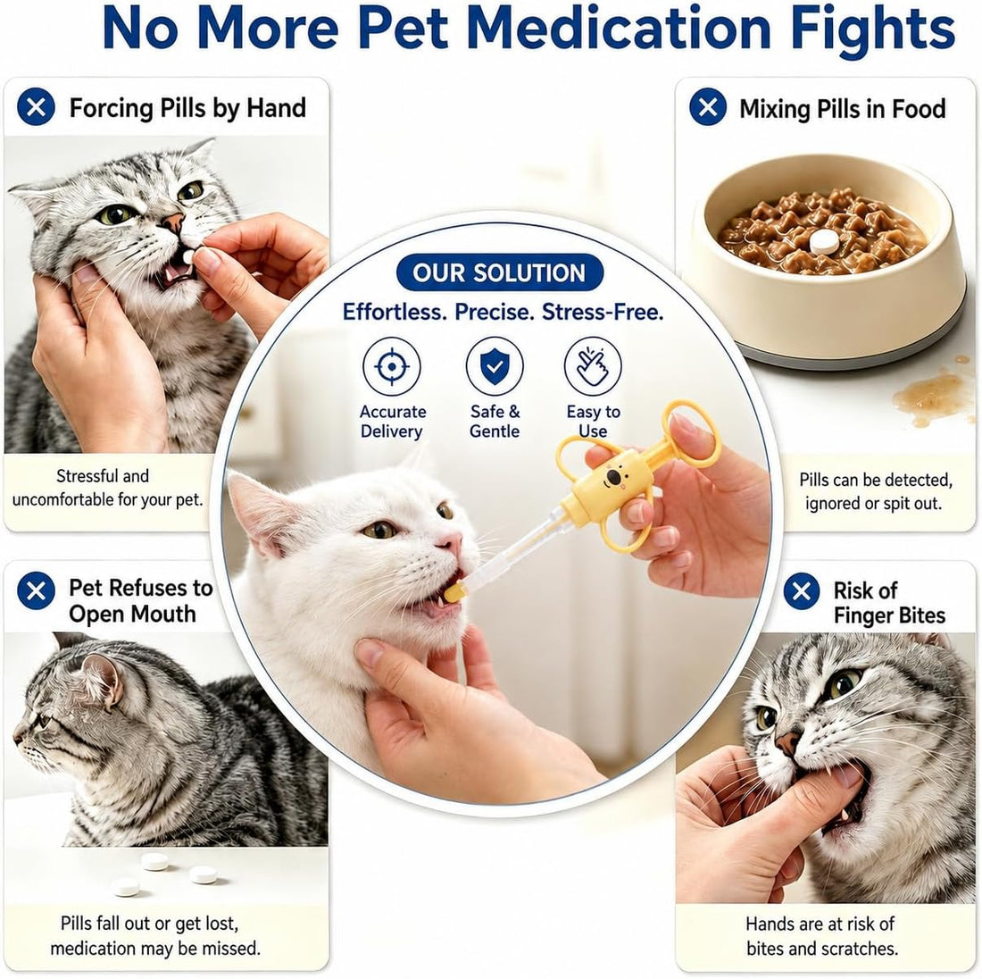 Pet Pill Shooter for Dogs Cats Pet Feeding Kit with2 Replaceable Soft