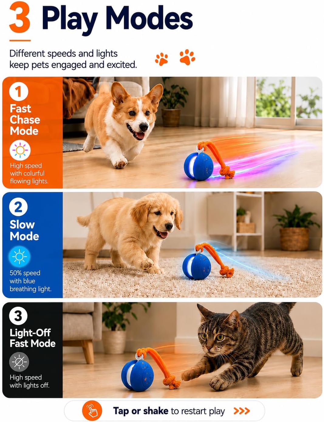 Xeuch Interactive Rolling Dog Balls, Irregular Moving Toys