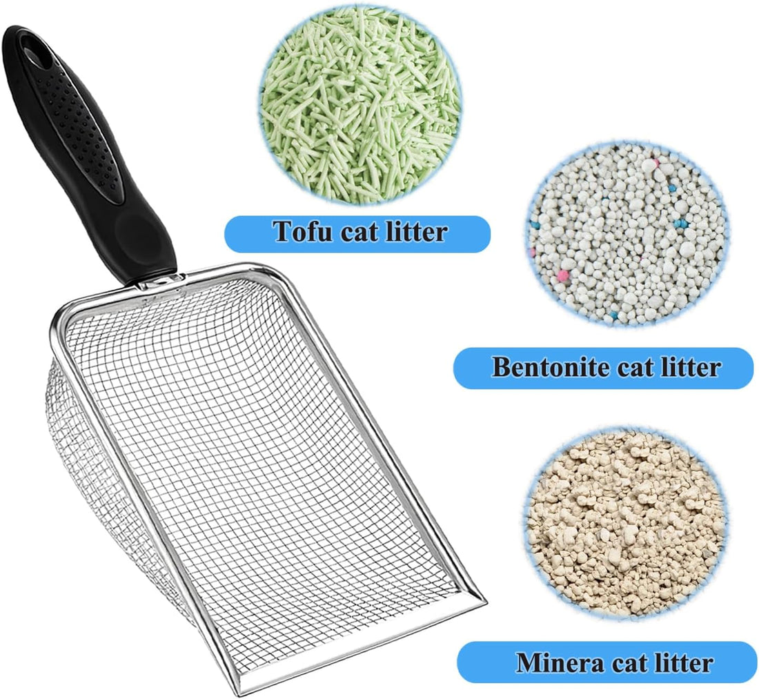 itPlus Cat Litter Scoop, Stainless Steel Cats Sturdy Mesh Scooper