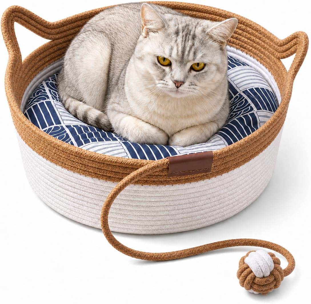 Instinct Basket for Cats - Stimuli Handwoven Cotton Rope Enrichment