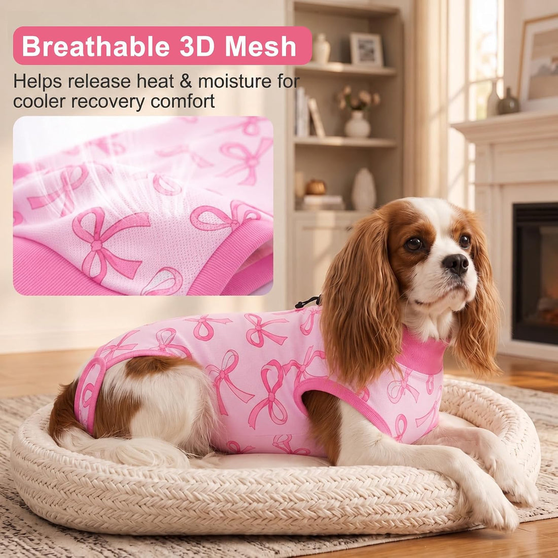 Glittme Dog Surgery Recovery Suit with Breathable Mesh for Female