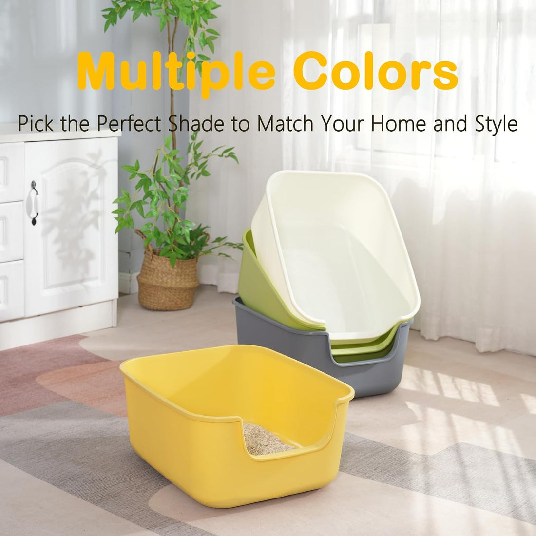 LoopTime Large Cat Litter Box with High Sides,Cat Boxes for Indoor