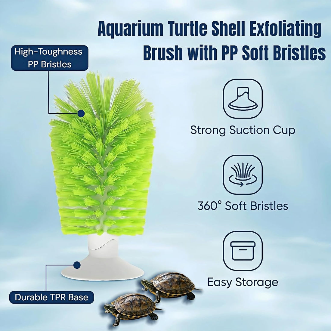Turtle Shell Cleaning Brush with Suction Cup, 360° PP Bristles