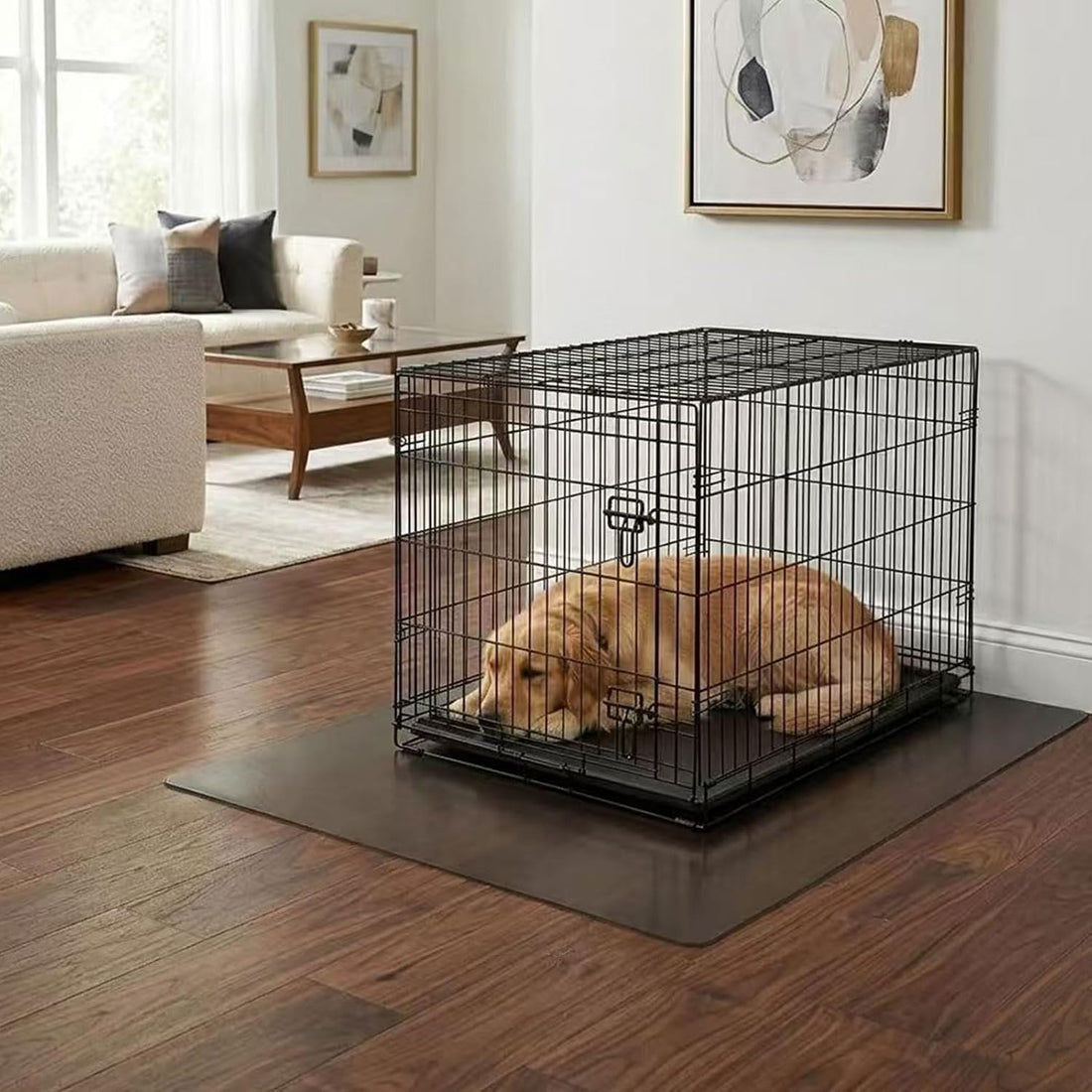 Dog Crate Mat 48x30 Inch, Waterproof Floor Protector for Hardwood