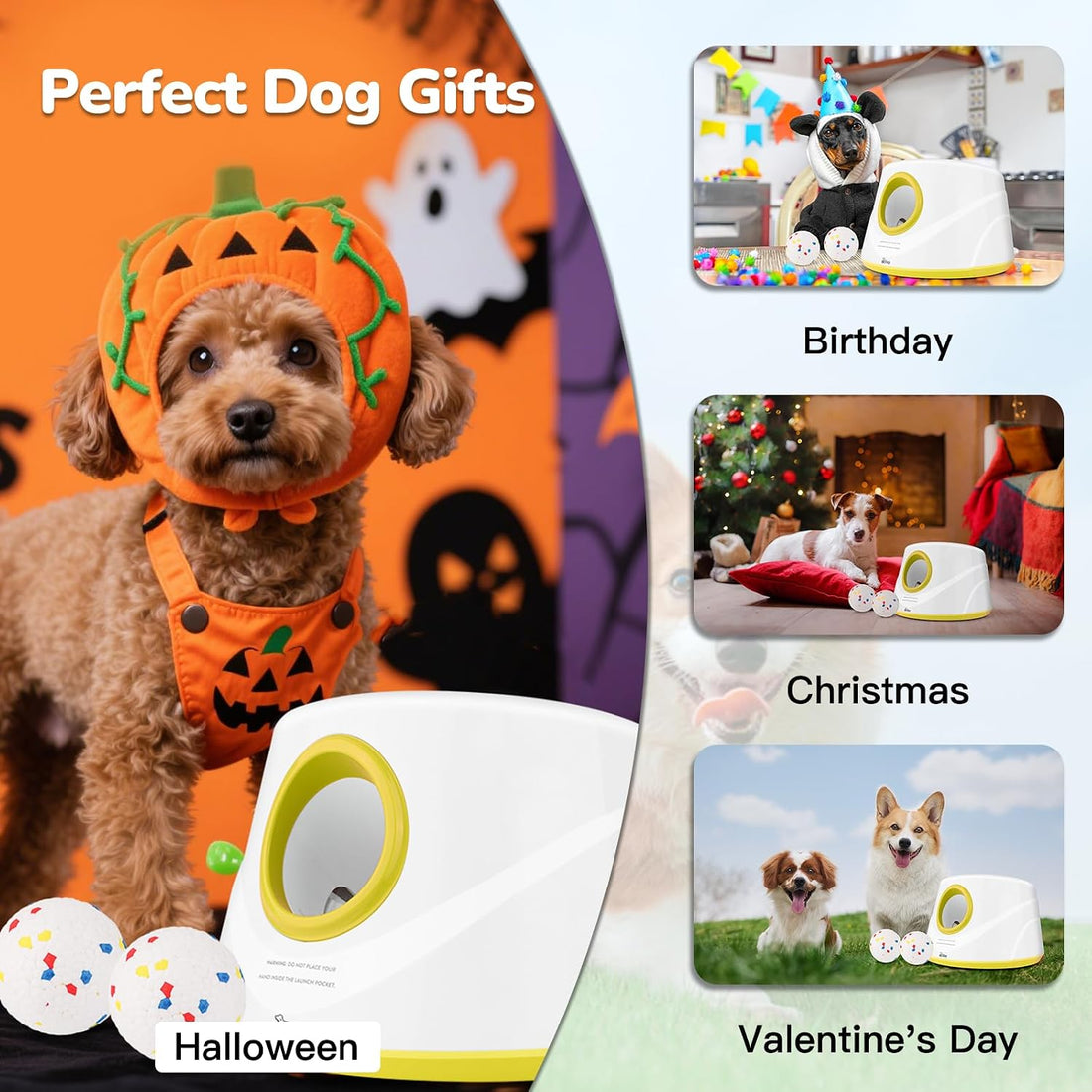 HETOO Automatic Dog Ball Launcher, Dog Ball Thrower
