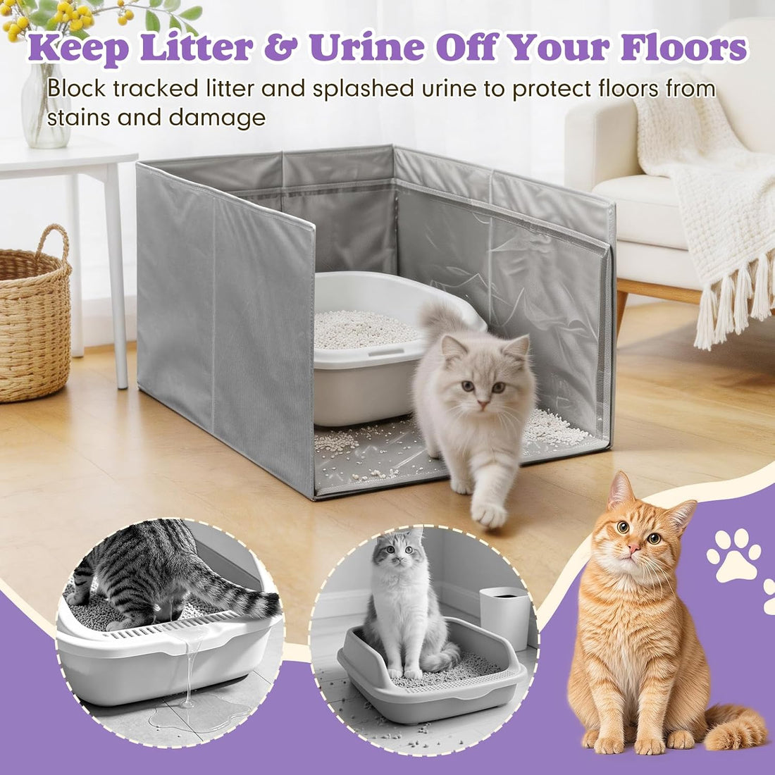 26.3x21.2x16.5 Inch Cat Litter Box Enclosure Splash Guard