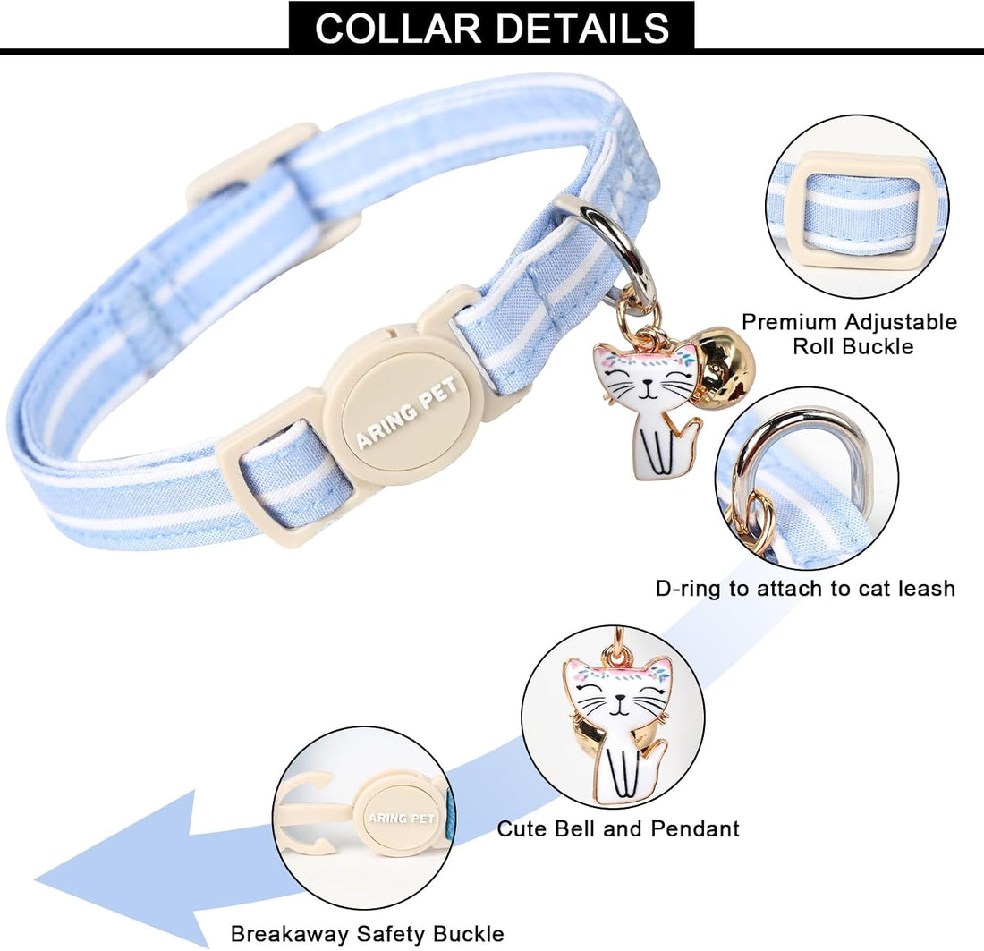 ARING PET Breakaway Cat Collars with Bell & Pendant, Set of Two