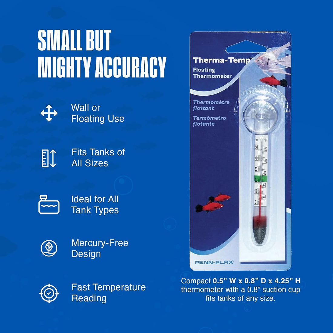 Penn-Plax Therma-Temp Floating Aquarium Thermometer - Multicolor