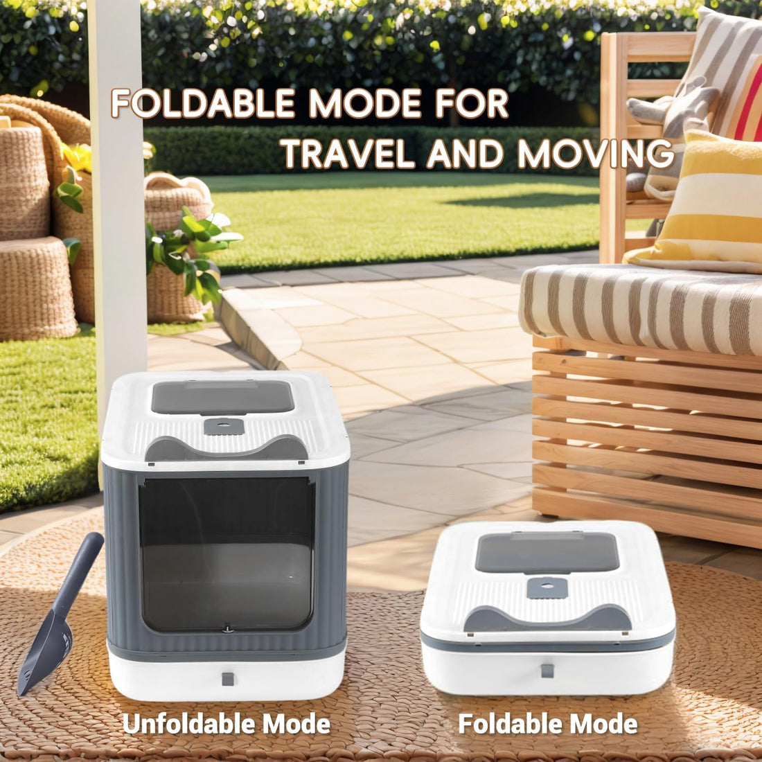 Foldable Enclosed Cat Litter Box with Lid, for Kitten to Medium
