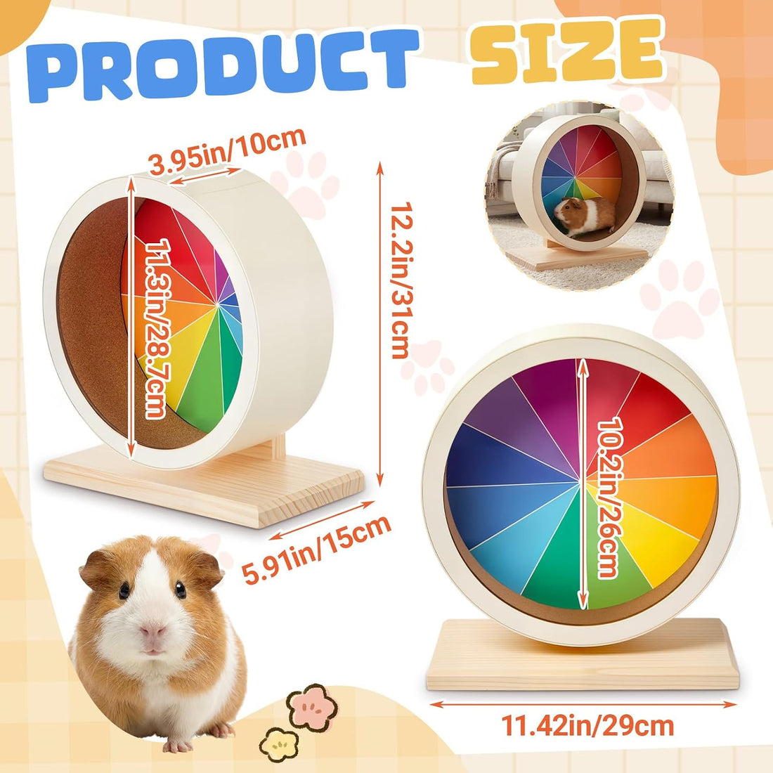 Geelin 9 Inch Hamster Wooden Silent Wheel