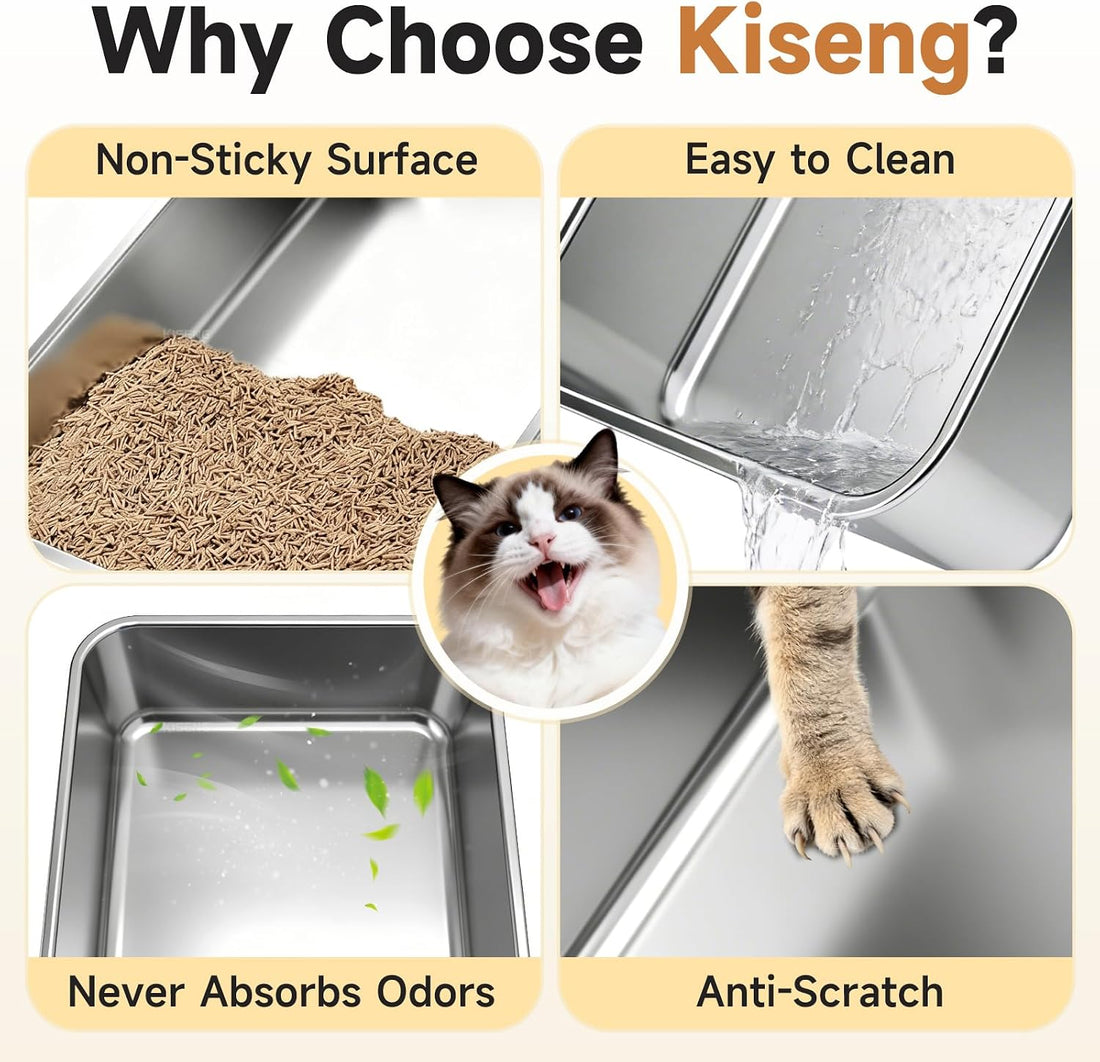 Stainless Steel Sifting Litter Box for Pine Pellets, XL Odor Free