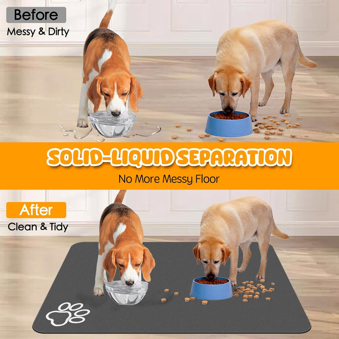 Dog Food Mat, 36" x 24" Extra Large Absorbent Dog Mat for Food