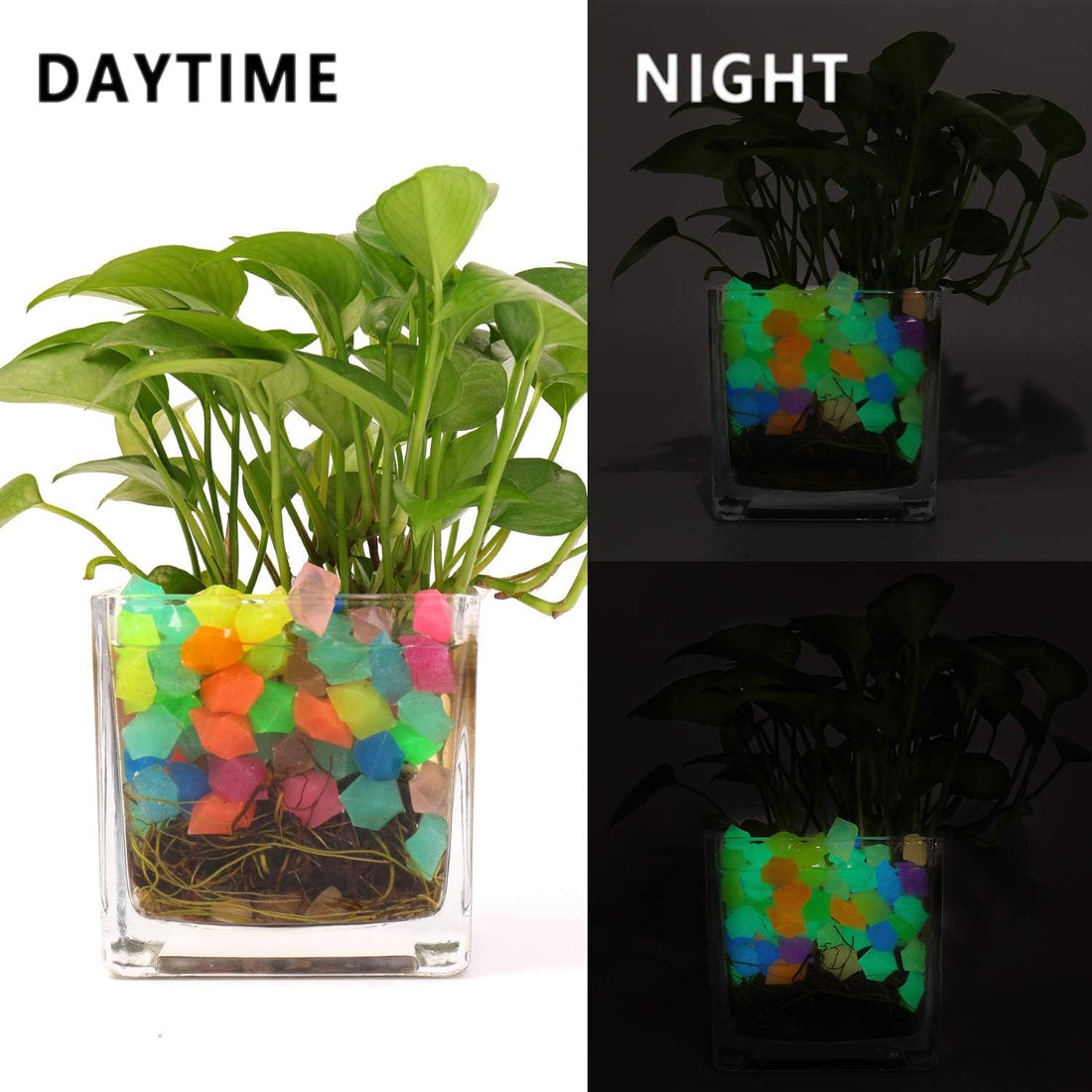 Oubest Fish Tank Decorations Rocks Little Glow in the Dark Aquarium