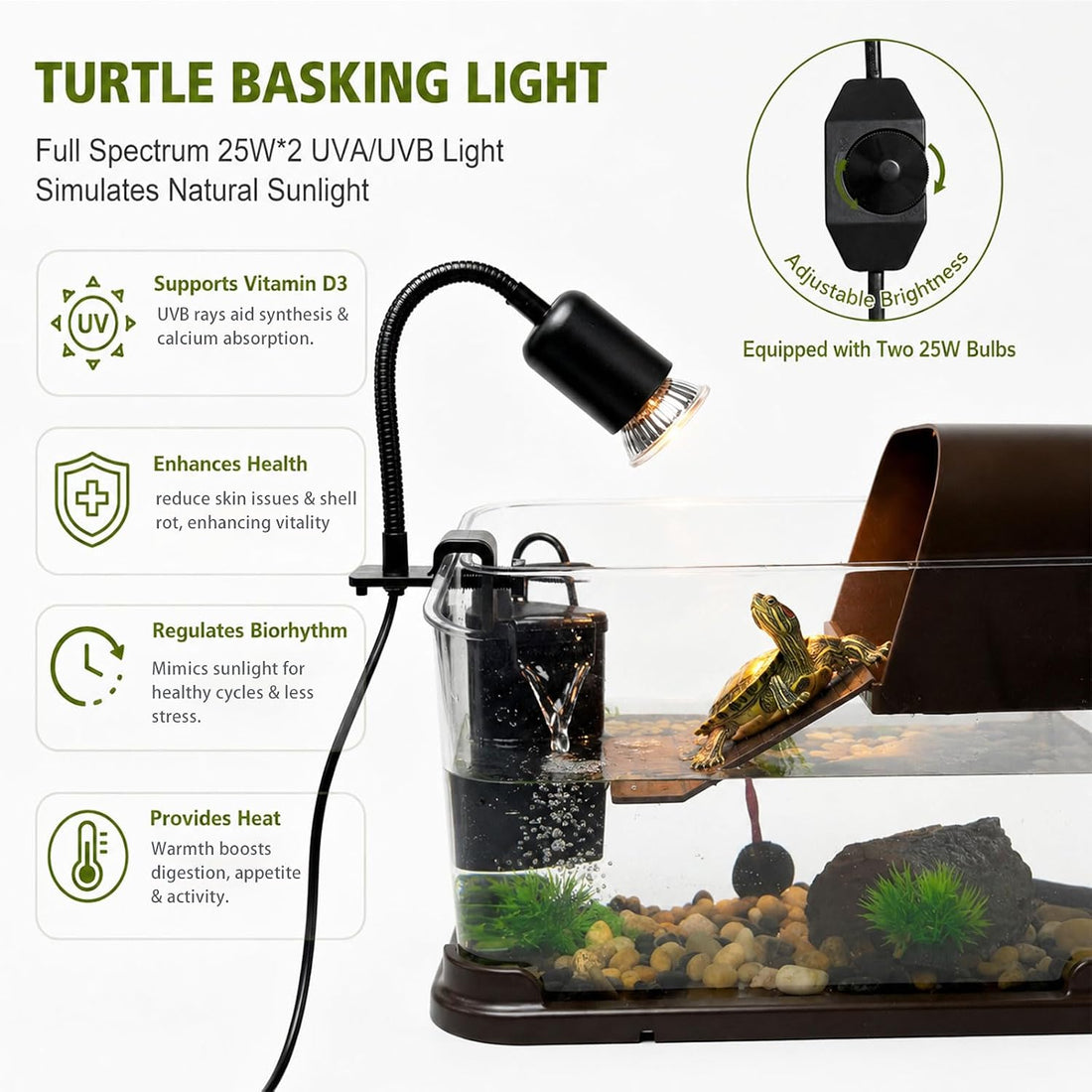 Turtle Tank Starter Kit, All-in-One PC Aquarium with Filter