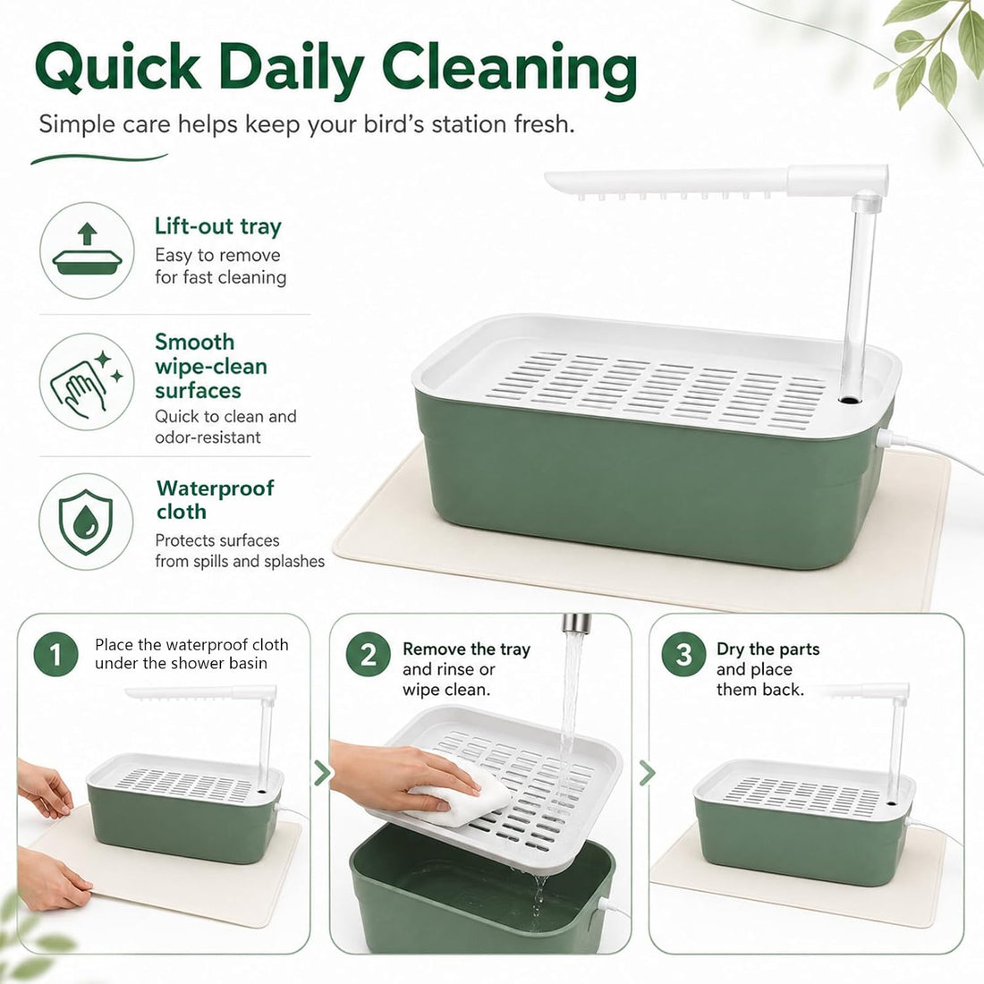 Parrot Bathtub Indoor Automatic Bath Shower,Bird Bath with Pump(small)