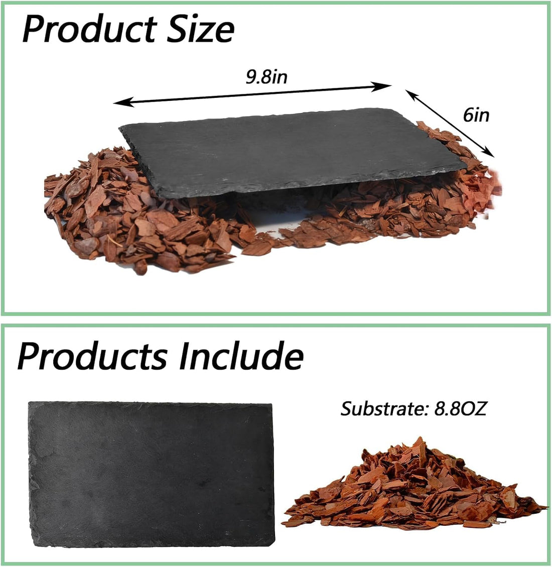 Bearded Dragon Basking Platform Rock Slate with Bark Substrate,M