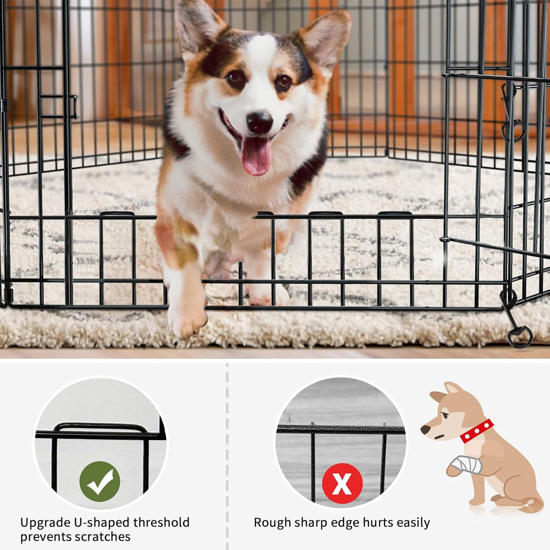 PETIME Foldable Metal Dog Exercise Pen/Pet Puppy Playpen Kennels Yard